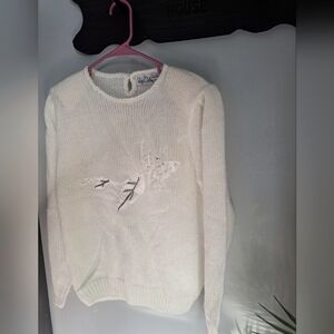 Vintage Wye Oaks 1970’s Flower Sequin , Pearl , Beaded Cream Sweater Size M